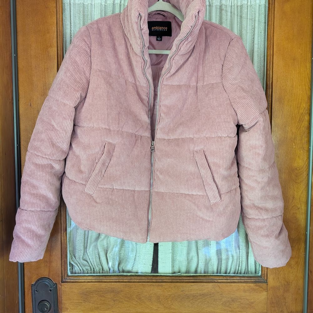 Ambiance Pink Puffer Jacket Quilted Design